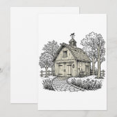 Invitation Grange rustique dans un verger (Devant / Derrière)