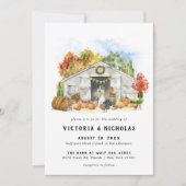 Invitation Grange rustique d'automne | Week-end de mariage il (Devant)