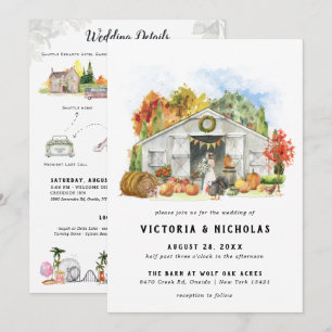 Invitation Grange rustique d'automne   Week-end de mariage il