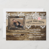 Invitation Grange Rustique & Dentelle Enregistrez la Date (Devant)