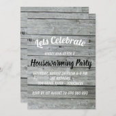 Invitation Grange Rustique En Bois Célébrer Le Chauffage Des  (Devant / Derrière)