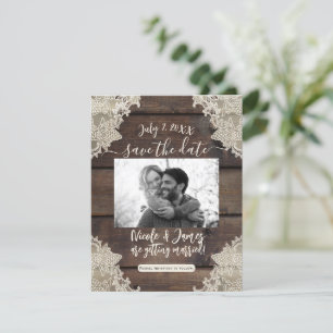 Invitation Grange rustique en bois et dentelle romantique Sav