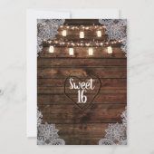 Invitation Grange Rustique en Bois & Pots Mason Fête Douce 16 (Dos)