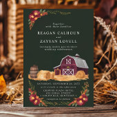 Invitation Grange rustique et Mariage campagnard d'automne fl