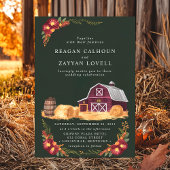 Invitation Grange rustique et Mariage campagnard d'automne fl