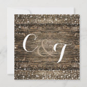 Invitation Grange rustique Flammes de neige en bois Mariage h (Dos)