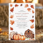 Invitation Grange Rustique Glands Feuilles d'Automne Mariage