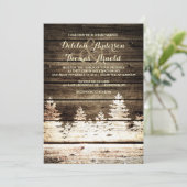 Invitation Grange rustique Pins de bois Arbres d'hiver Mariag (Debout devant)