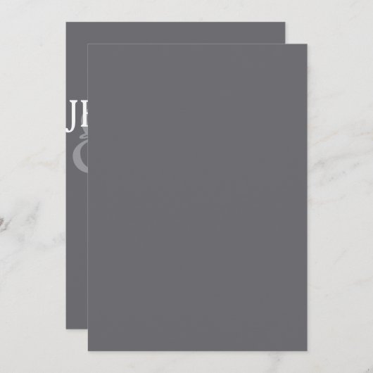 Invitation Granite Gris Moderne Minimal Simple Mariage Invita (Devant / Derrière)