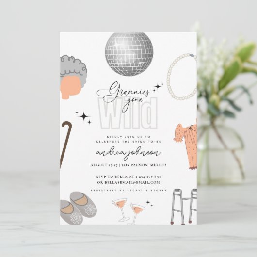 Invitation Grannies Gone Wild Enterrement de Vie de Jeune Fil (Debout devant)