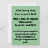 Invitation Granny Camp Retro Green (Dos)