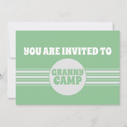 Invitation Granny Camp Retro Green Stried (Devant)