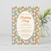 Invitation Granny Millennial Floral Anniversaire Fête Invitat (Debout devant)