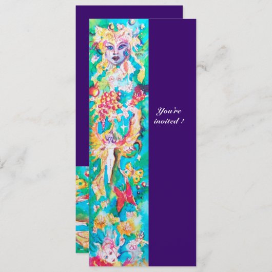 Invitation GRAPE FAIRY TALE violet bleu fuchsia rose blanc (Devant / Derrière)