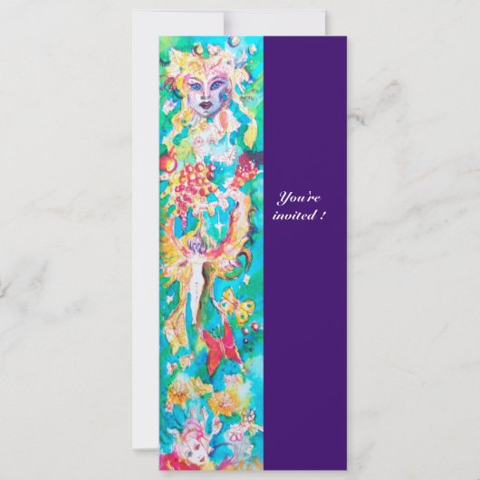 Invitation GRAPE FAIRY TALE violet bleu fuchsia rose blanc (Devant)