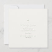 Invitation Grapevine Couvert Croix Soft Green Script Baptême (Dos)