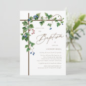 Invitation Grapevine Couvert Woodsy Croix Brown Baptême (Debout devant)