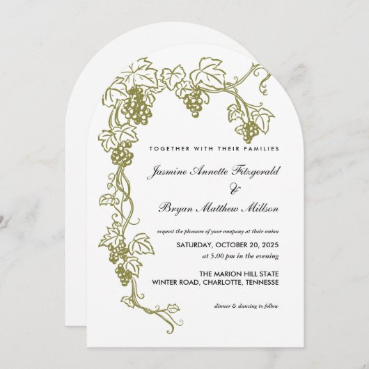 Invitation Grapevine Élégant Mariage de vignoble | Italie (Devant / Derrière)