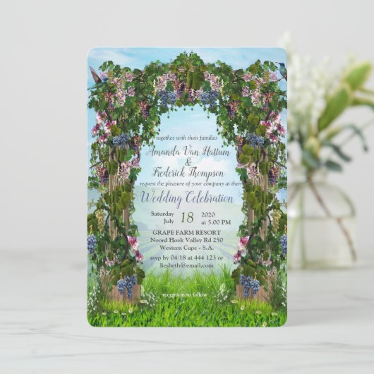 Invitation Grapevines, chèvres et colibris (Debout devant)