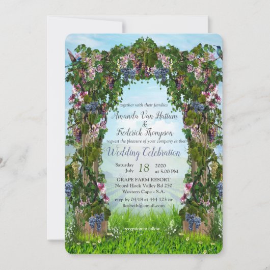 Invitation Grapevines, chèvres et colibris (Devant)