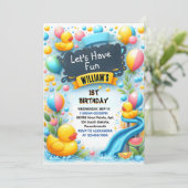 Invitation Graph Splash Bubbles Summer Duck Foam 1er annivers (Debout devant)