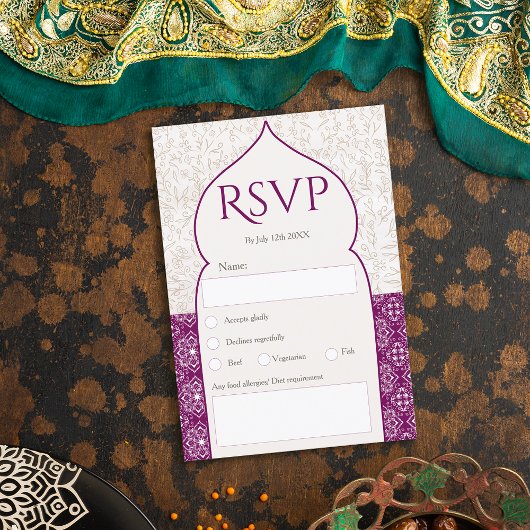 Invitation Graphe marocain floral mariage rsvp