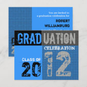 Invitation Graphique Bleu du Parti de la fin de l' (Devant / Derrière)