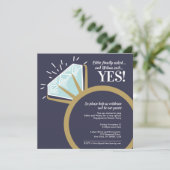 Invitation Graphique d'anneau d'or diamant de la partie d'eng (Debout devant)