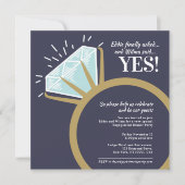 Invitation Graphique d'anneau d'or diamant de la partie d'eng (Devant)