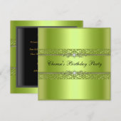 Invitation Graphique de Fête d'Anniversaire Chartreuse Diaman (Devant / Derrière)