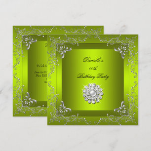 Invitation Graphique de fête d'anniversaire tout âge Chartreu