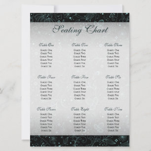 Invitation Graphique de placement avec bordure florale bleue