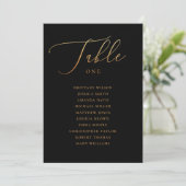 Invitation Graphique de placement de mariage élégant or et no (Debout devant)
