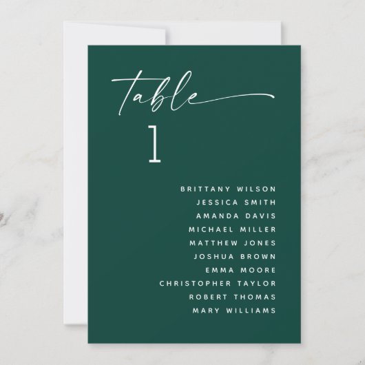 Invitation Graphique de placement de mariage vert sarcelle pr (Devant)
