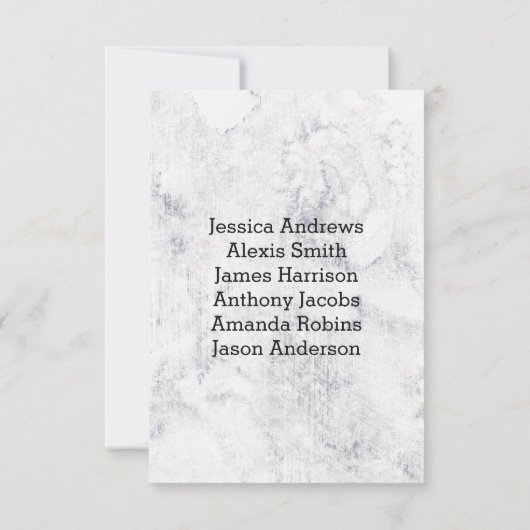 Invitation Graphique de placement de table de mariage en marb (Dos)