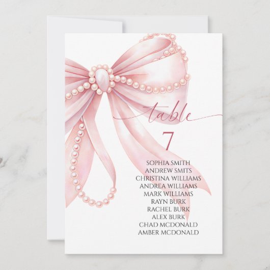 Invitation Graphique de placement Pearl and Pink Bow (Devant)