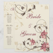 Invitation Graphique de sièges avec jonquilles fuschia et blé (Devant / Derrière)