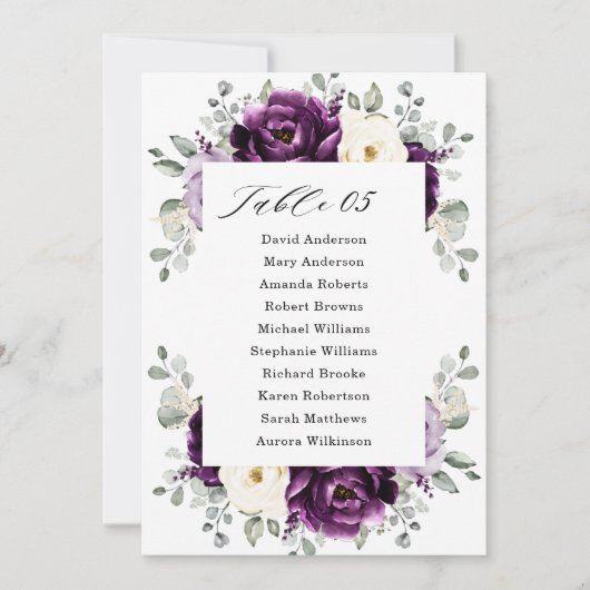 Invitation Graphique de sièges blanc blanc de prune violette (Devant)