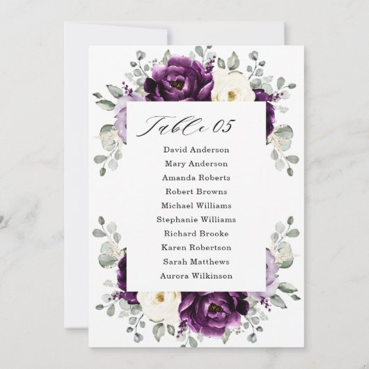 Invitation Graphique de sièges blanc blanc de prune violette  (Dos)