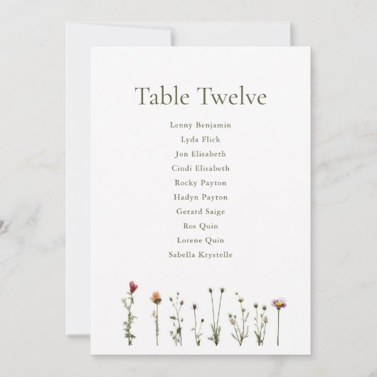 Invitation Graphique de sièges de fleurs sauvages (Devant)