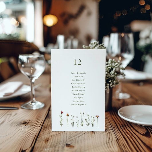 Invitation Graphique de sièges Fleurs sauvages illustrées