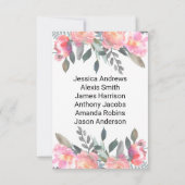 Invitation Graphique de table de mariage floral de paon (Dos)