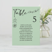 Invitation Graphique de table de mariage Vert Sauge Numéro de (Debout devant)