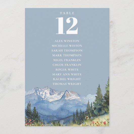 Invitation Graphique de table de montagne bleue poussiéreuse  (Devant)