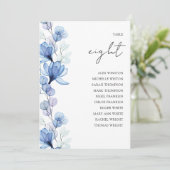 Invitation Graphique de table de numéro de photo florale bleu (Debout devant)