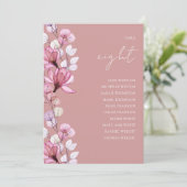 Invitation Graphique de table de numéro de photo florale rose (Debout devant)