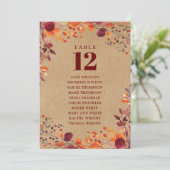 Invitation Graphique de table de numéro de siège floral d'aut (Debout devant)