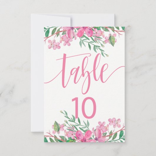 Invitation Graphique de table de numéro rose où l'amour fleur (Devant)