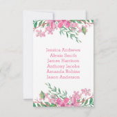 Invitation Graphique de table de numéro rose où l'amour fleur (Dos)