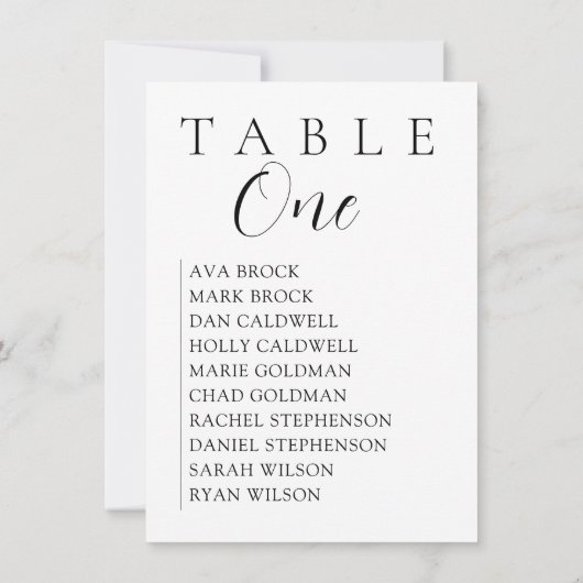 Invitation Graphique de table de sièges Serif de script (Dos)